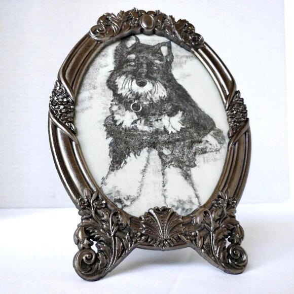 Miniature Schnauzer Artist Signed Charcoal & Pencil Framed Original Art Drawing - Picture 3 of 8